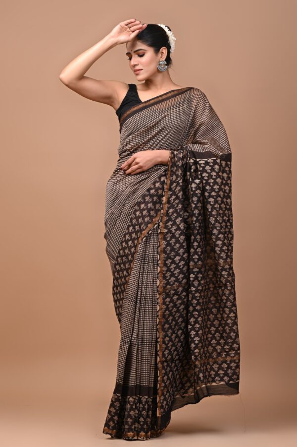 MAHATI Designer Chanderi Silk Saree - Black