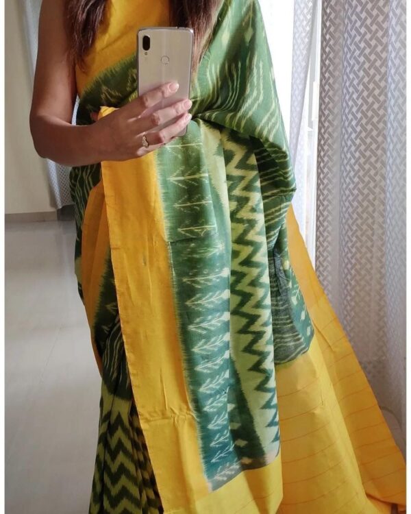 Handloom Ikkat Linen Saree