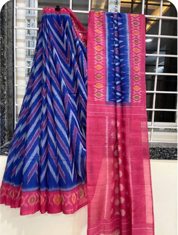 Handloom Ikkat Linen Saree