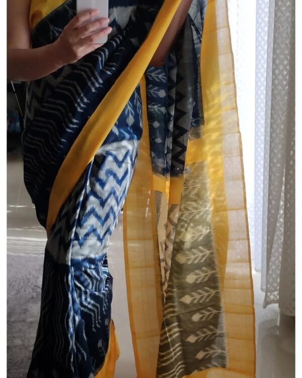 Handloom Ikkat Linen Saree