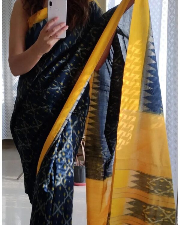 Handloom Ikkat Linen Saree