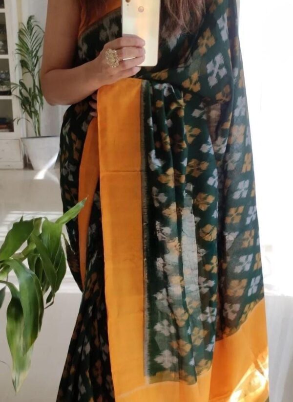 Handloom Ikkat Linen Saree