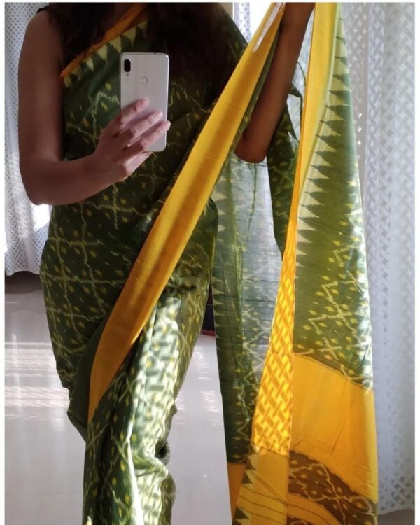 Handloom Ikkat Linen Saree