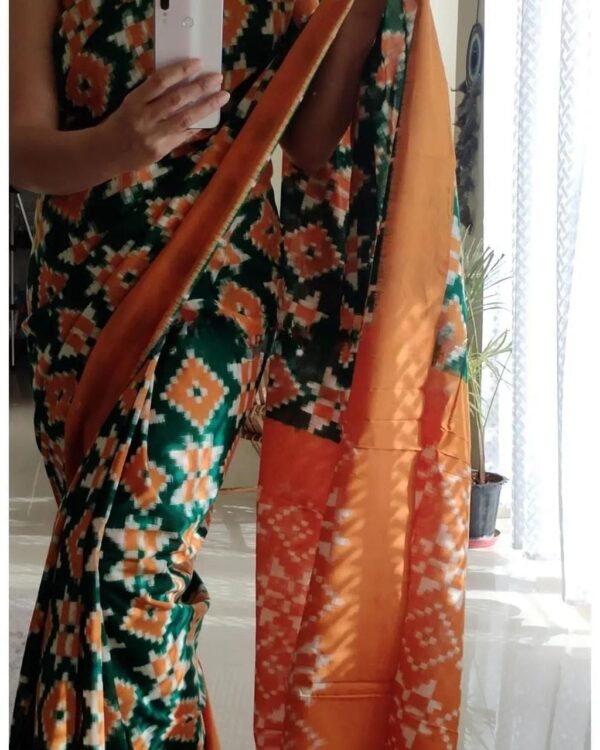 Handloom Ikkat Linen Saree