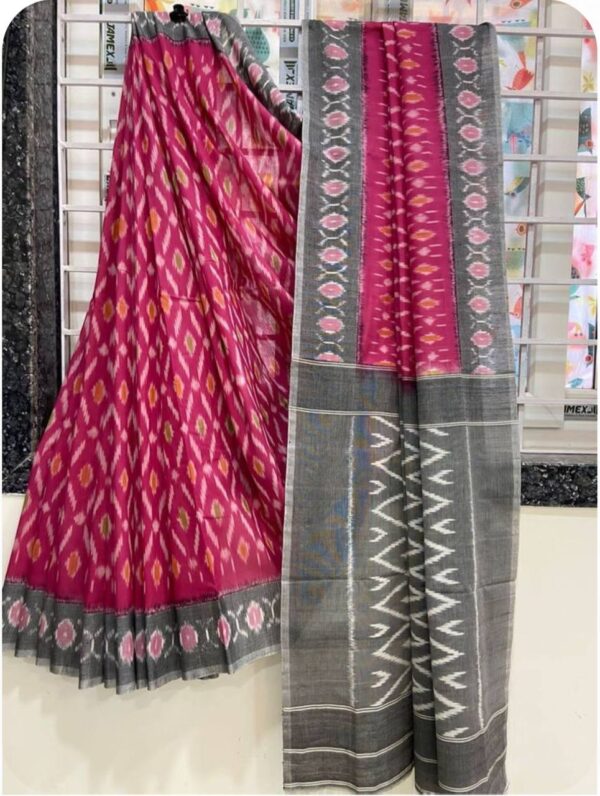 Handloom Ikkat Linen Saree