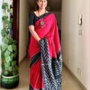 Handloom Ikkat Linen Saree