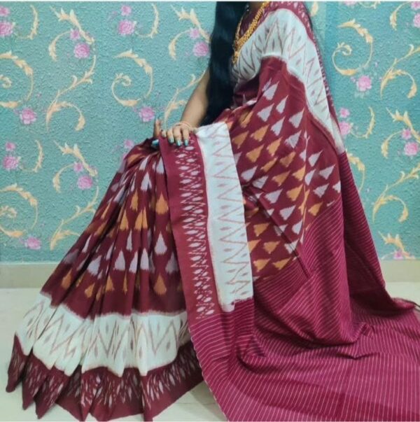 Handloom Ikkat Linen Saree