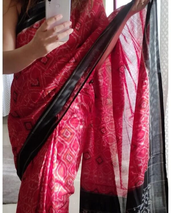 Handloom Ikkat Linen Saree