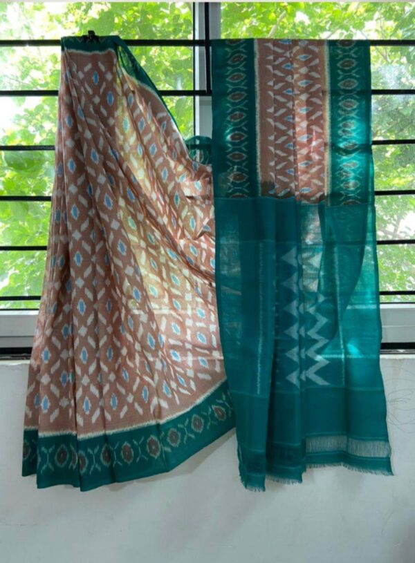 Handloom Ikkat Linen Saree