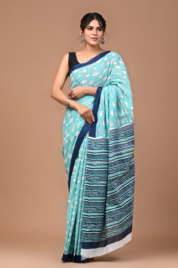 MAHATI Pure Cotton Saree - Blue