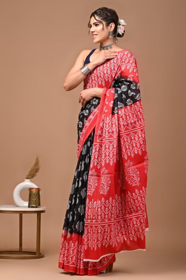 Pure Cotton Mulmul Saree - Black