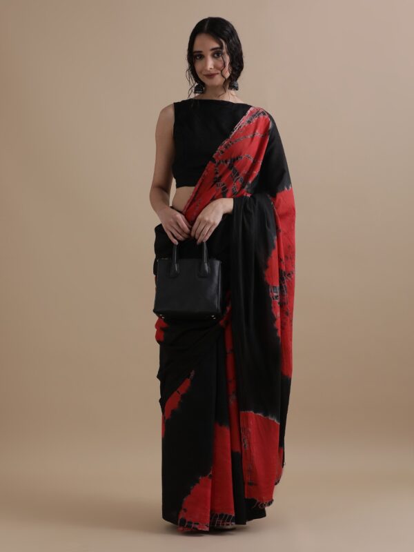 Pure Cotton Mulmul Saree - Black