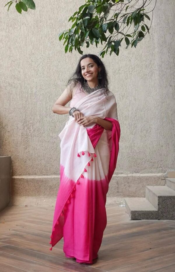 Floral Printed Soft Linen Saree