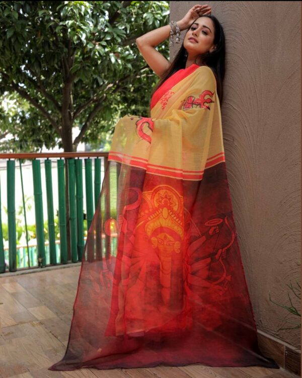 Floral Printed Soft Linen Saree