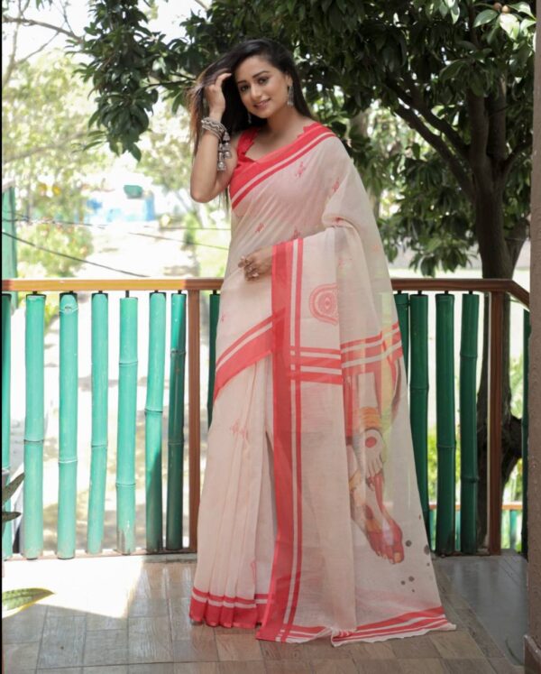 Floral Printed Soft Linen Saree