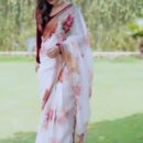 Floral Printed Soft Linen Saree