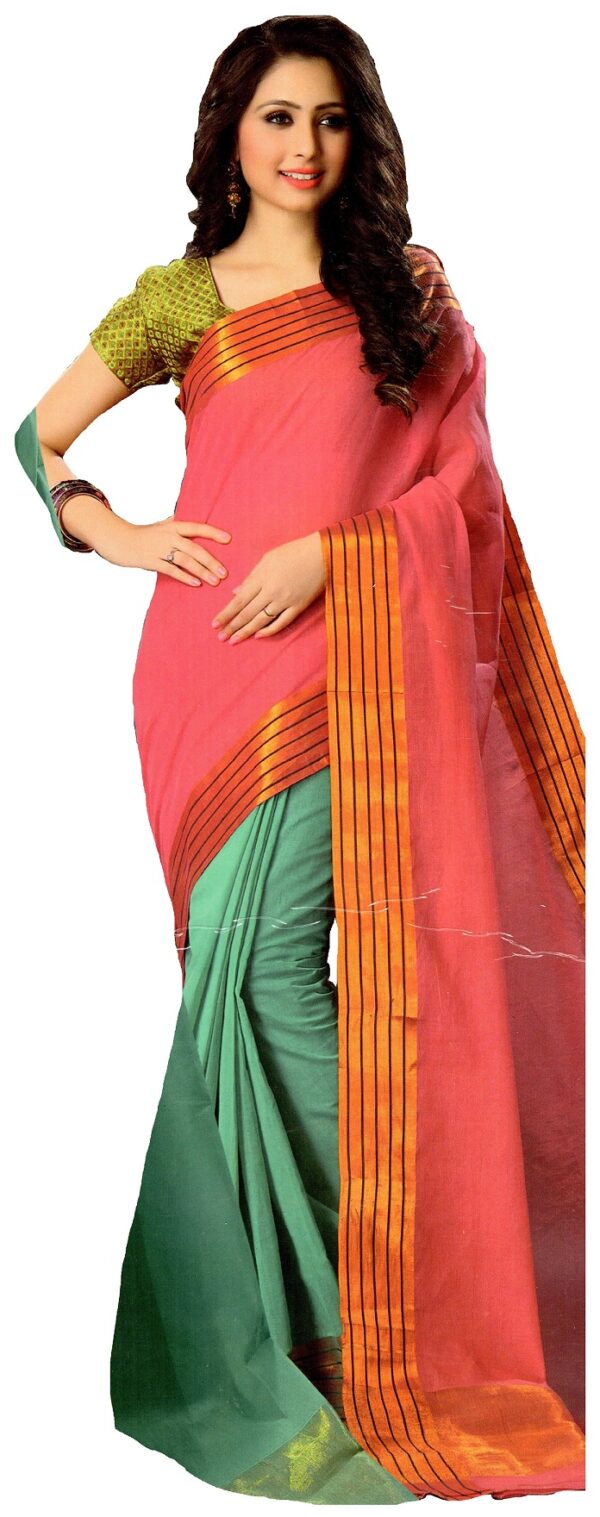 Pure Handloom Cotton Saree - Peach