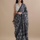 Pure Cotton Mulmul Saree - Black