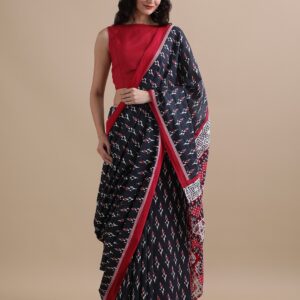 Pure Cotton Mulmul Saree - Black