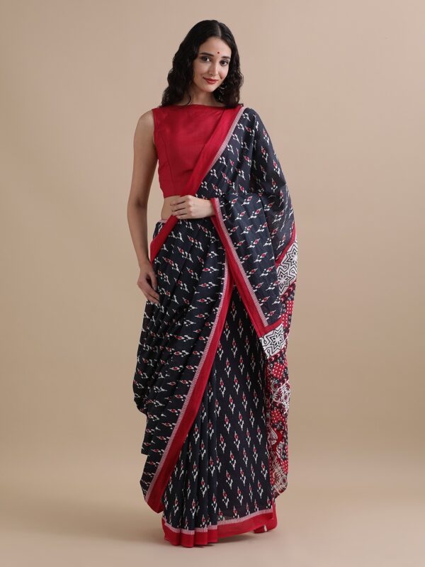 Pure Cotton Mulmul Saree - Black