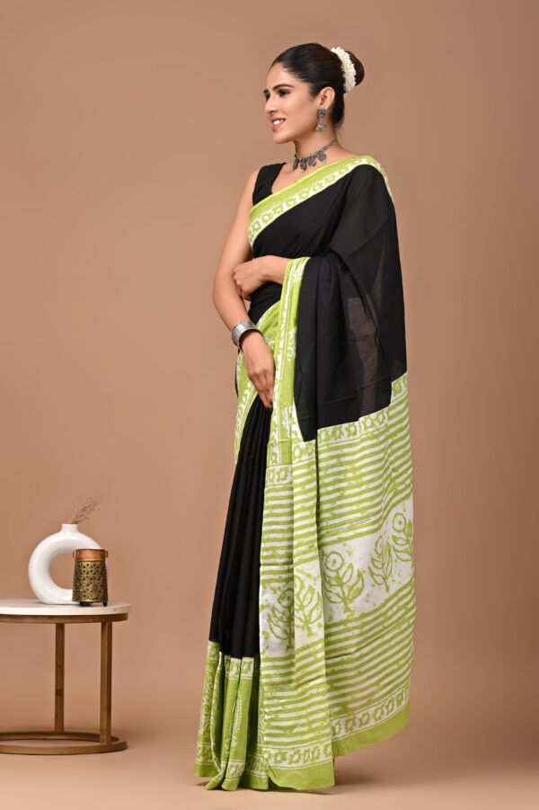 Pure Cotton Mulmul Saree - Black