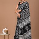 Pure Cotton Mulmul Saree - Black