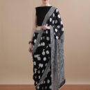 Pure Cotton Mulmul Saree - Black