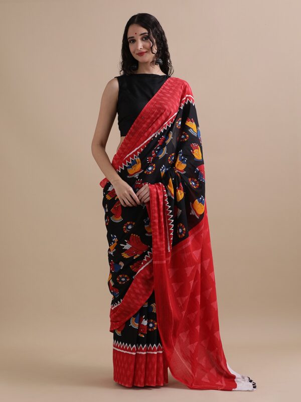 Pure Cotton Mulmul Saree - Black