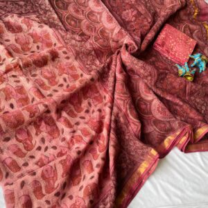 Kota Doria Saree - pink