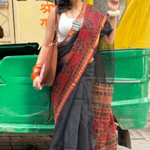 Kota Doria Saree - black