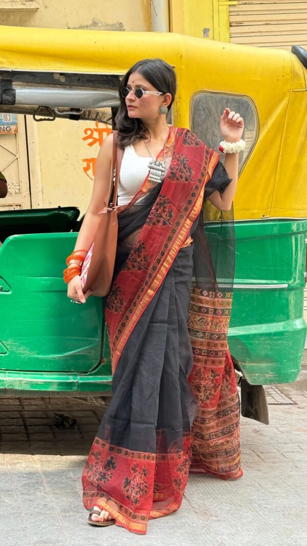 Kota Doria Saree - black