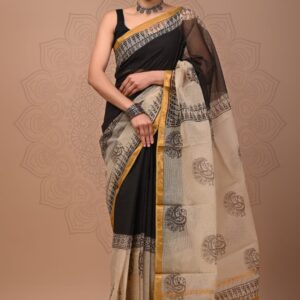 Kota Doria Saree - black
