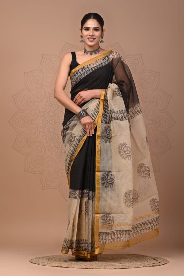 Kota Doria Saree - black