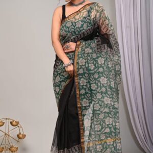 Kota Doria Saree - black