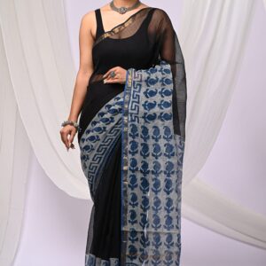 Kota Doria Saree - black