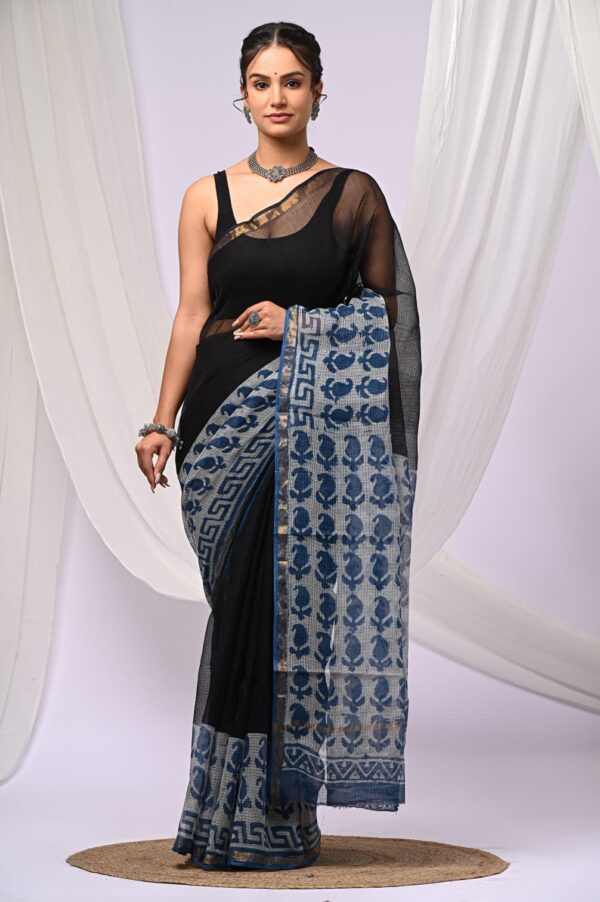Kota Doria Saree - black