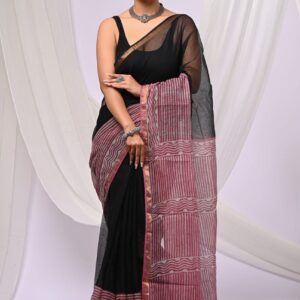Kota Doria Saree - black