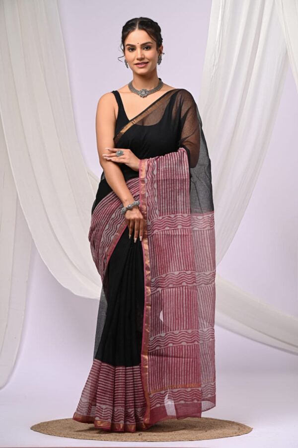 Kota Doria Saree - black