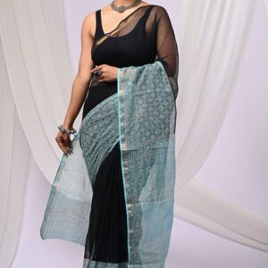 Kota Doria Saree - black