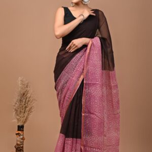 Kota Doria Saree - black