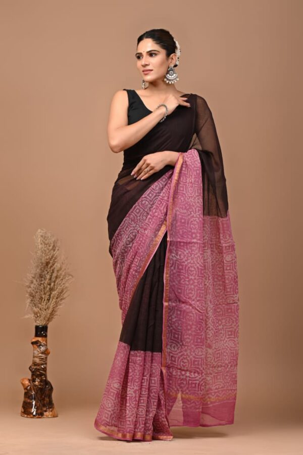 Kota Doria Saree - black