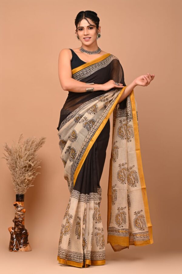 Kota Doria Saree - black