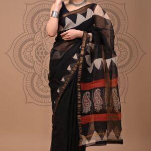 Kota Doria Saree - black