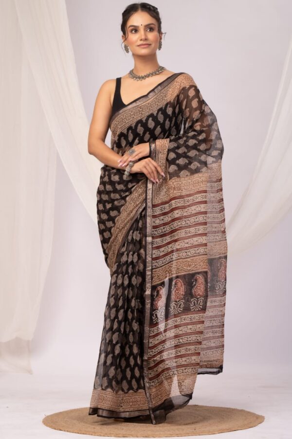 Kota Doria Saree - black