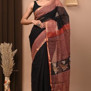 Kota Doria Saree - black