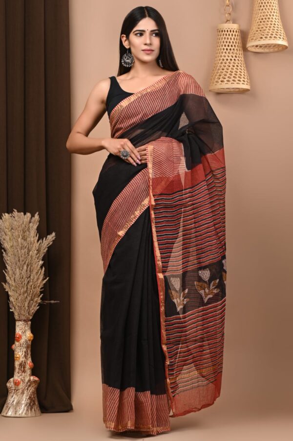 Kota Doria Saree - black