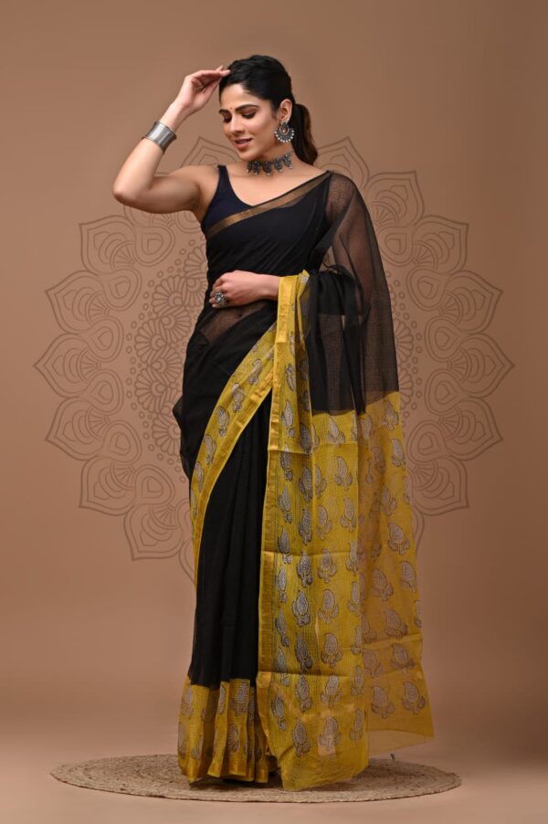 Kota Doria Saree - black