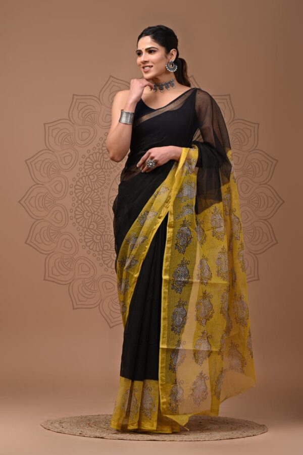 Kota Doria Saree - black