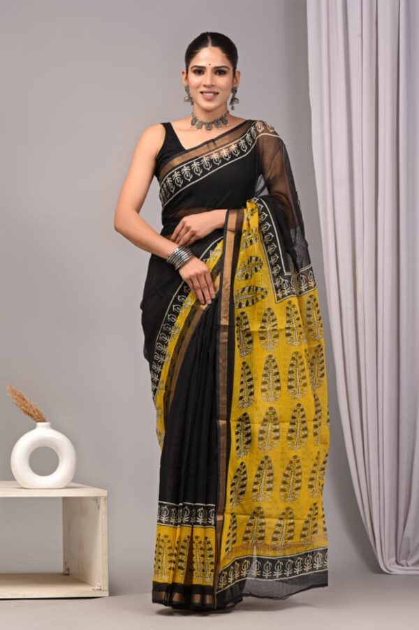 Kota Doria Saree - black