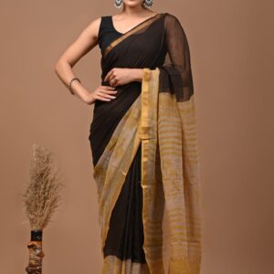 Kota Doria Saree - black
